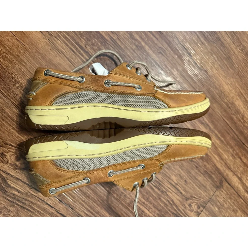 Sperry Top-Sider Billfish Mens 9.5M Tan Leather Mesh Boat Shoes 0799320 Loafers